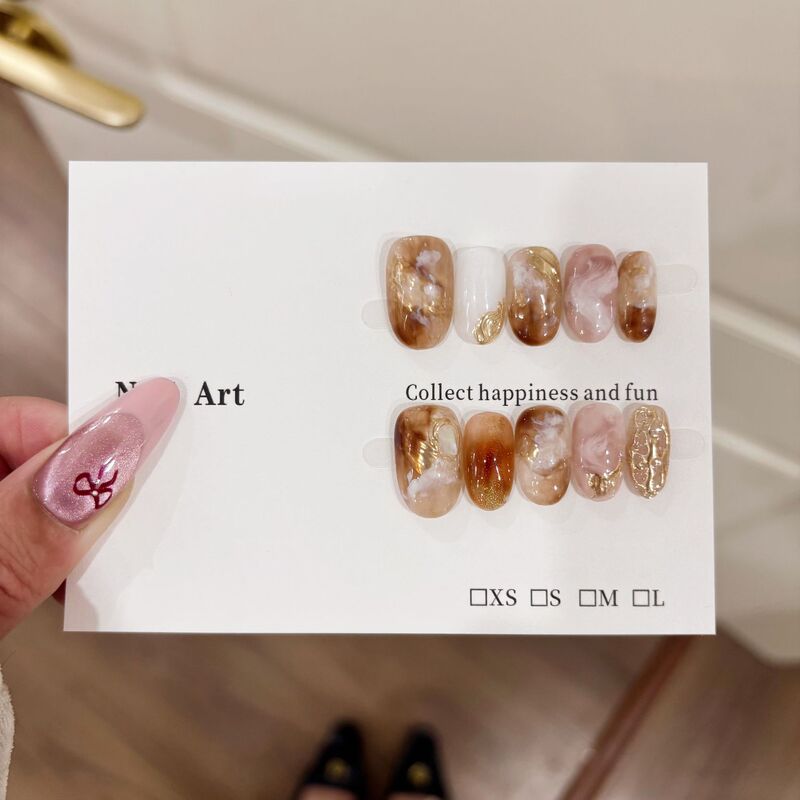 European and American Style Wearable Nails, Ins-Style Nail Art, Wearable Pure Handmade Cat-Eye Simple Dazzling Nail Stickers