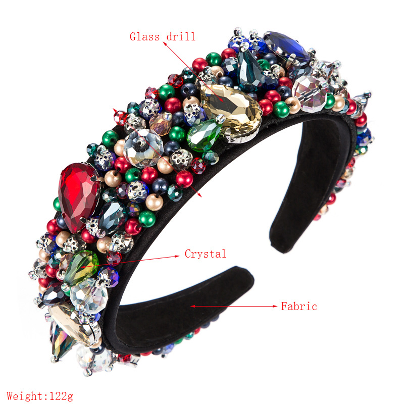 Retro Baroque Colored Crystal Glass Diamond Headband display picture 1