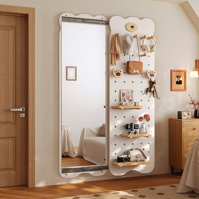 Bear Hole Board Dressing Mirror Hidden Sliding Full-Length Mirror Home Closable Invisible Wall-Mounted Entrance Fitting Mirror