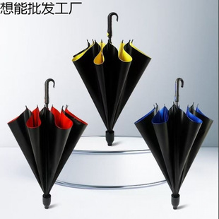 Manufacturer's Spot Wholesale Curved Handle Waterproof Cover Golf Umbrella Straight Pole Rain or Shine Sun Protection Umbrella Sun Umbrella