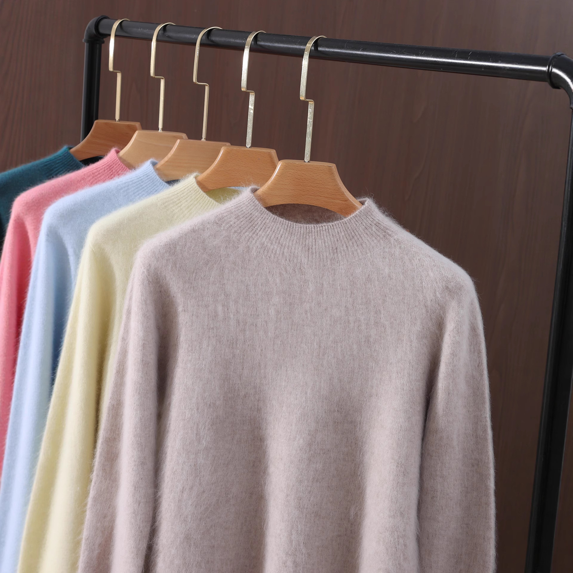 Cross-Border Autumn and Winter New Mink Velvet Women's Pullover Half Turtleneck Warm Knitted Bottoming Shirt Cashmere Sweater Top Wholesale