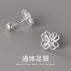 S999純銀ファッション通勤ファッションol花ねじ耳骨釘ピアス