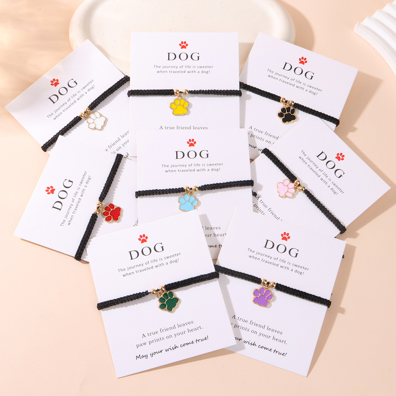 Amazon's New Woven Bracelet Cross-Border Hot Selling Puppy Paw Bracelet European and American Cute Dog Paw Pendant Woven Bracelet Amazon's New Woven Bracelet Cross-Border Hot Selling Puppy Paw Bracelet European and American Cute Dog Paw Pendant Woven Bracelet