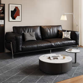 办公沙发真皮简约商务接待室会客区休闲办公室沙发茶几组合三人位