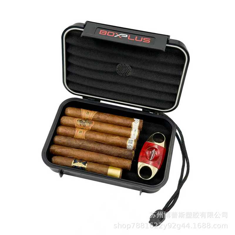源头厂家新款便携雪茄盒5支6支装旅行雪茄盒带湿度计雪茄保湿盒|undefined
