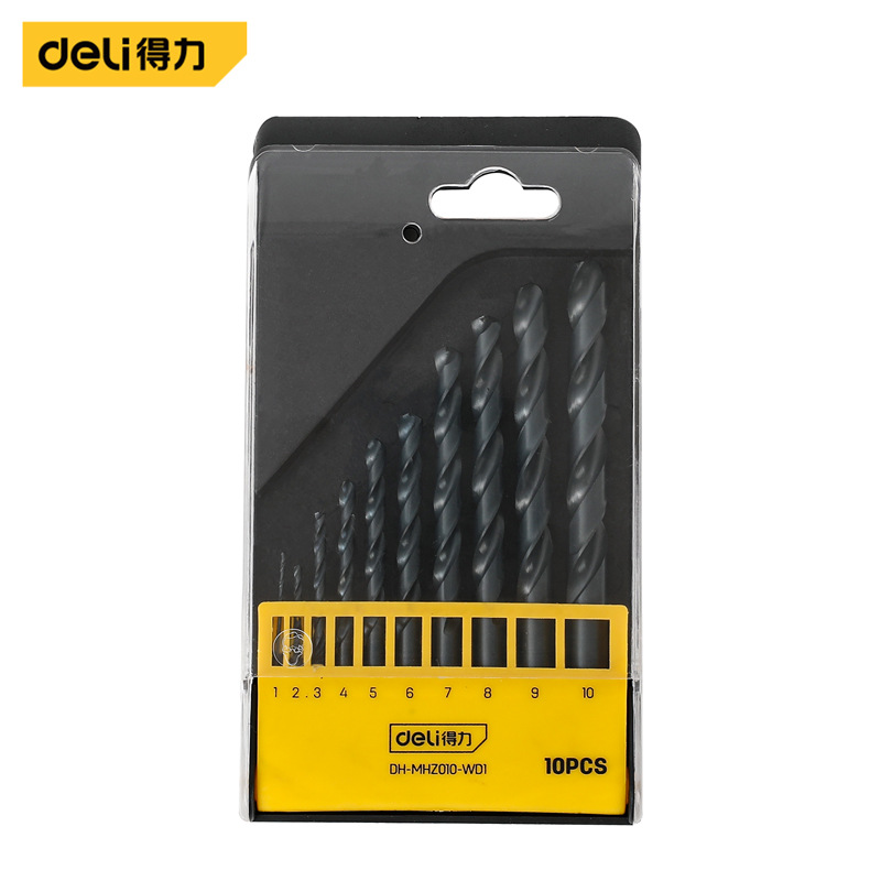 deli得力 直柄麻花钻套装 4341高速钢手电钻冲击钻钻头不锈钢打孔