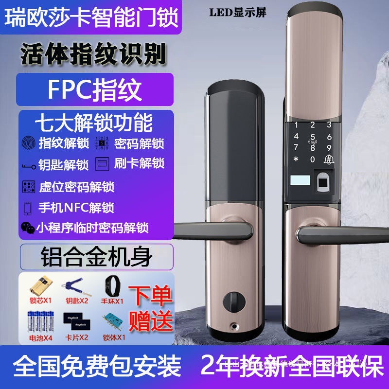 智能远程公寓入户防盗家用密码锁电子免费安装民宿指纹门锁出租