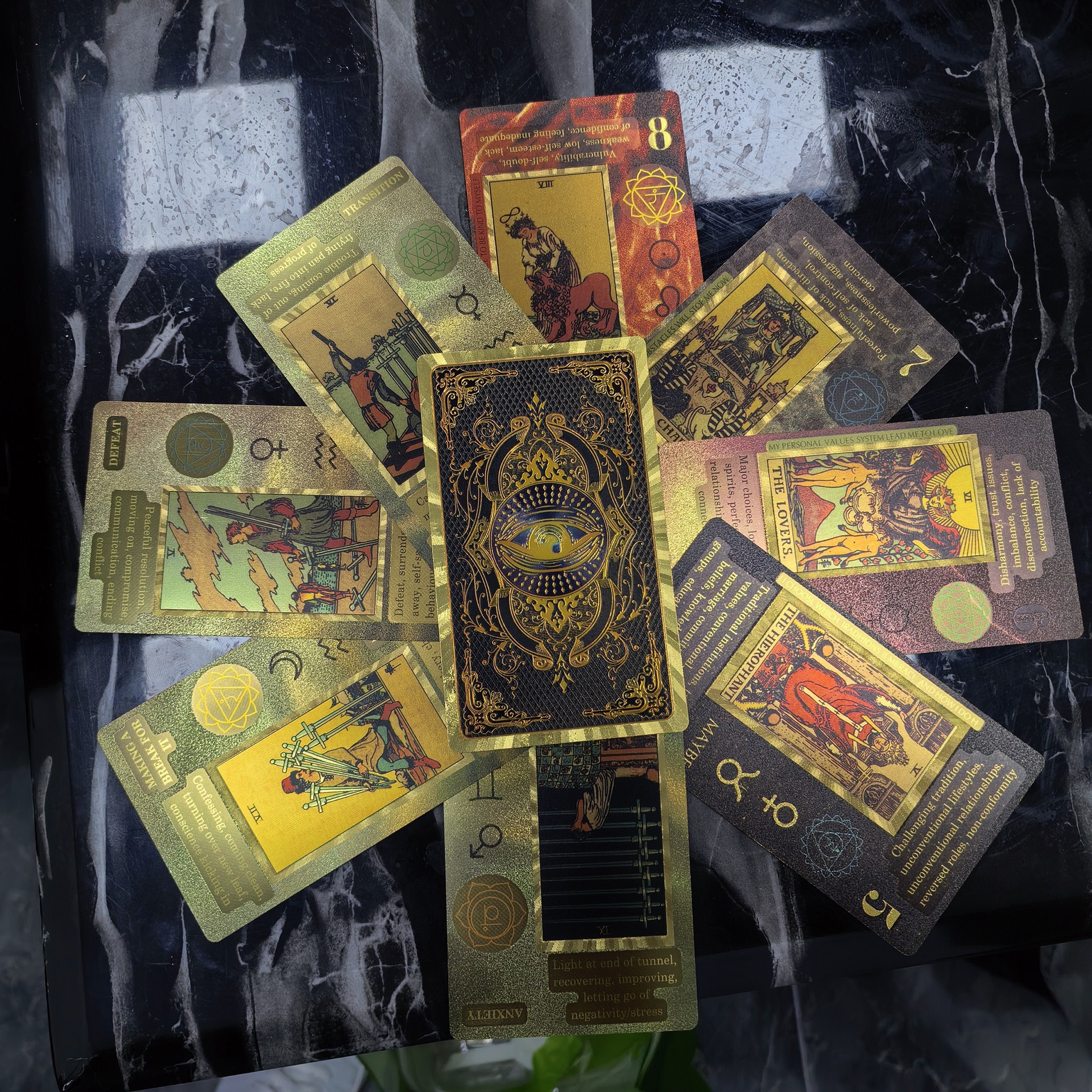 Tarot Cards Gold Foil Waterproof Board Game Set Full Deck_voghion.com