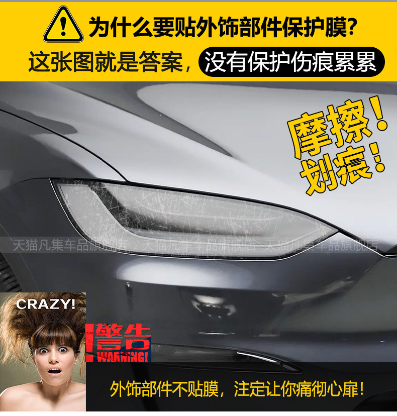 Suitable for 26 models of Tesla Model S/X: transparent TPU protective film for window frames, body pillars (B-pillar, C-pillar), and rear triangular areas