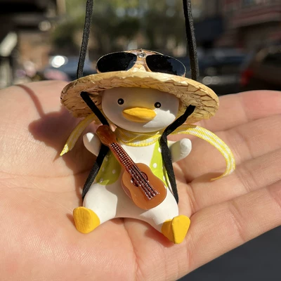 car pendant Car Rearview Mirror: Car hanging - sunglasses-green-vest-guitar-yellow-scarf-duck