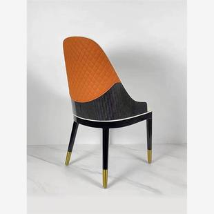 Wgx-Paint Board-3 Chairs Modern Italian Light Luxury High-End Solid Wood Dining Chair Home Restaurant Backrest Chair Banquet