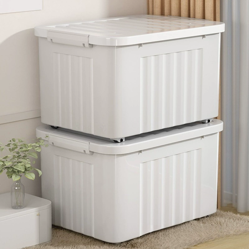 Бытовой пластиковый ящик для хранения большой емкости, ящик для хранения одежды и игрушек, а также большой резервный ящик для хранения вещей на колесиках