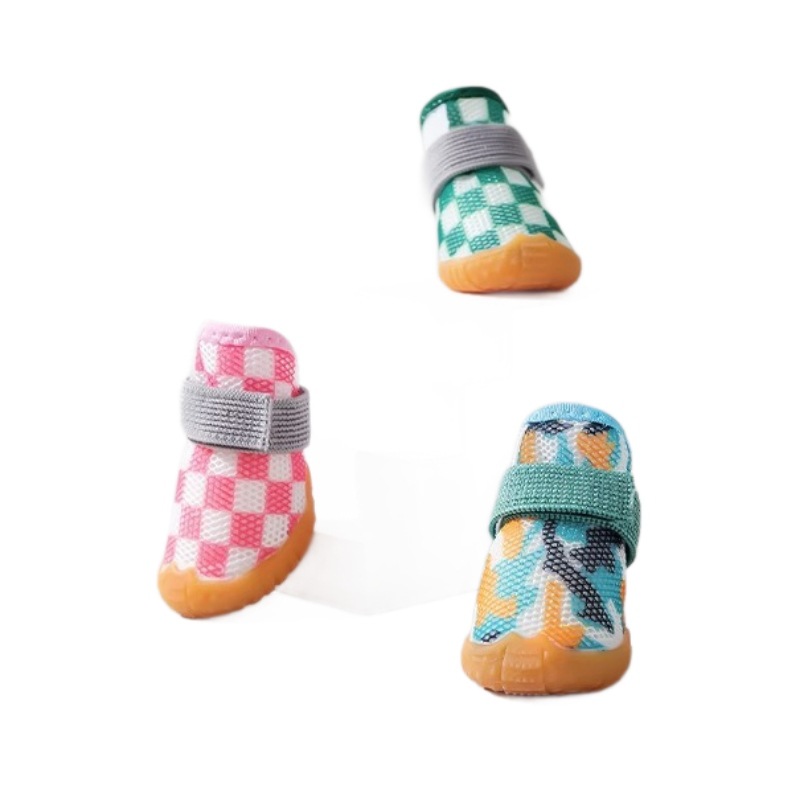 Pet Four Seasons zapatos transpirables zapatos de malla para perros zapatos elásticos oso de peluche antideslizante cubierta del pie resistente al desgaste no puede caerse pies