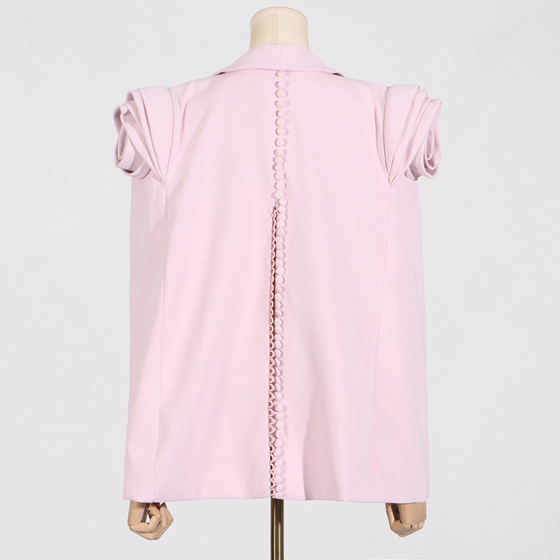 Women's Blazer Jacket Floral Button Detail High End Shawl Style_voghion.com