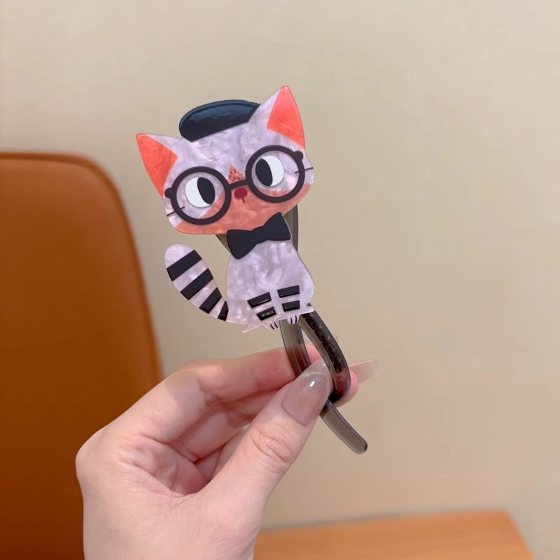 Clip de pelo de gato de dibujos animados para niños 2024 nuevo clip de torsión de niñas detrás de la cabeza un clip de pescado con una palabra