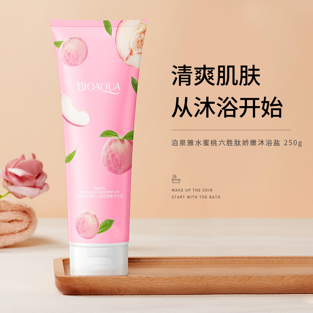 泊泉雅水蜜桃乳酸菌沐浴鹽泡沫清爽水潤柔滑溫和清潔身體清潔浴鹽