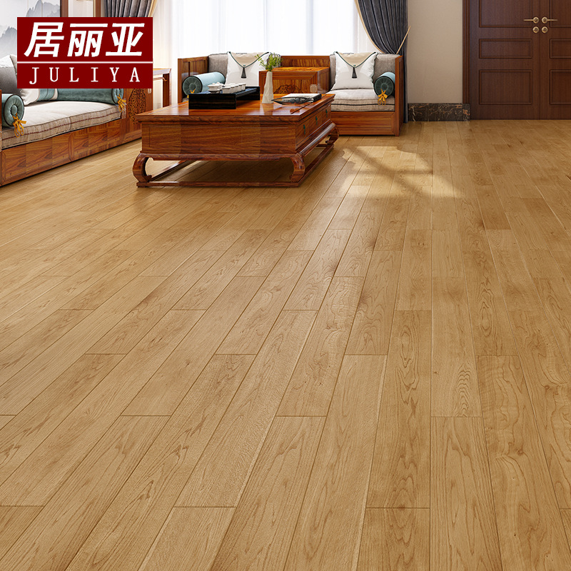 橡木锁扣地热印尼柚木18mm纯实木家用轻奢极简灰色系室内环保地板|ms