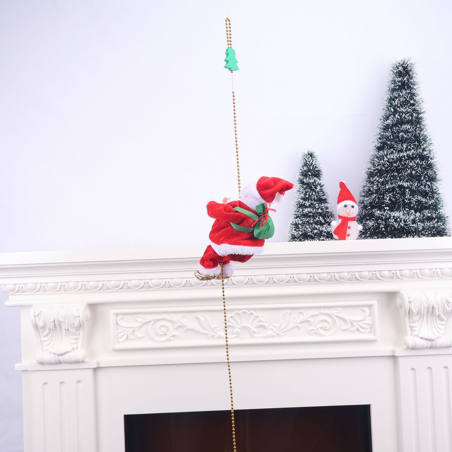 Regalo de Navidad, música de cuentas de escalada eléctrica, actualización de juguetes de muñeca de Santa Claus, cuentas de escalada eléctricas anti-caída, Santa Claus
