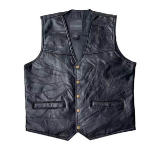 Genuine Leather Vest Men's Vest Cycling Windproof Vest First Layer Sheepskin Four-Season Classic Universal Style