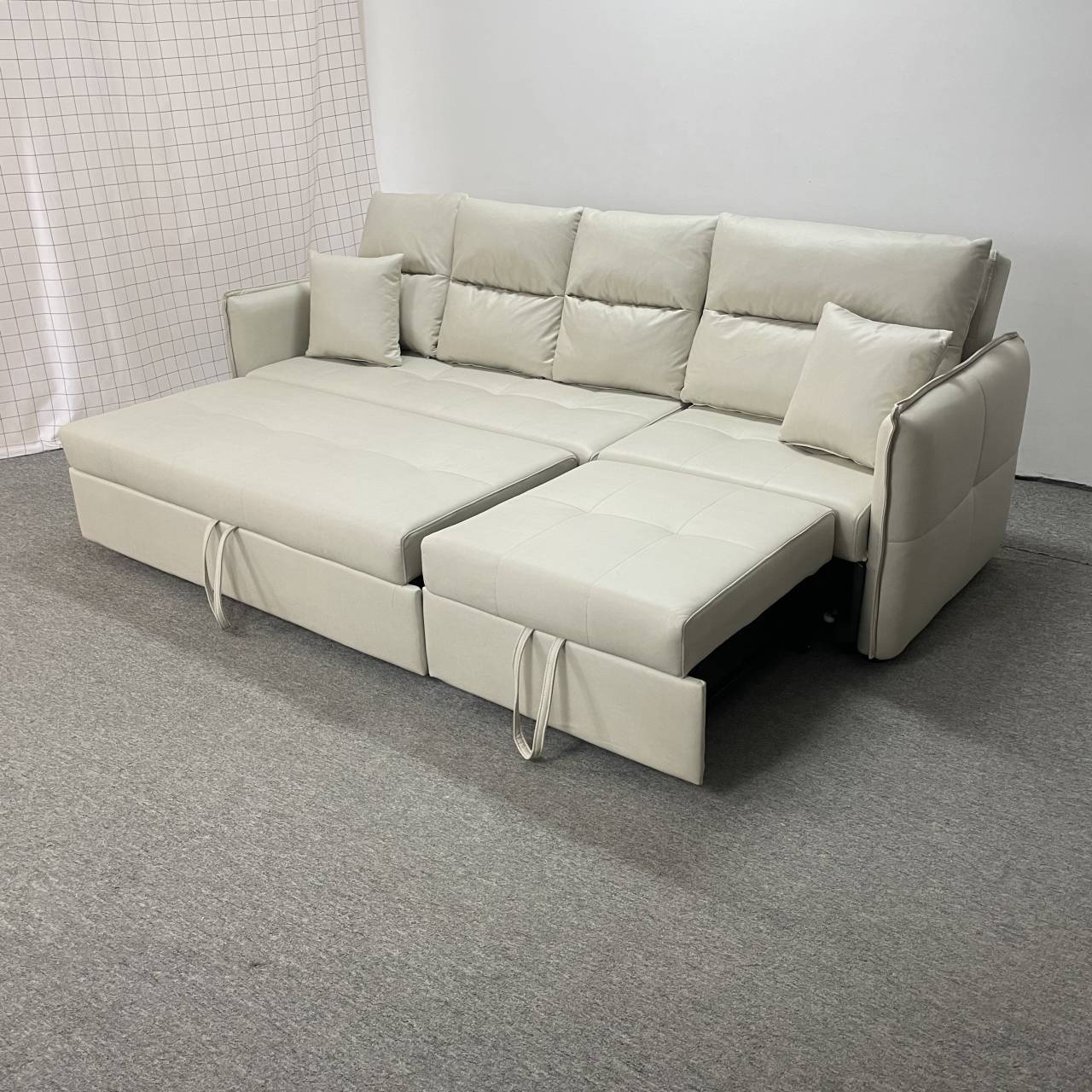 Sofá cama de esquina de la sala de estar de pequeña casa sin lavado almacenamiento de tela de tecnología multifuncional sofá push-pull de doble propósito