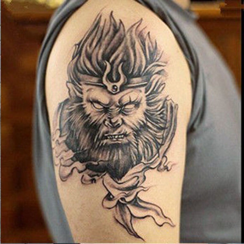 Tattoo Stickers Are Permanent for 1 Year, Flower Arm Chest Faucet Waterproof Male and Female Monkey King Artificial Tattoo Chest Stickers