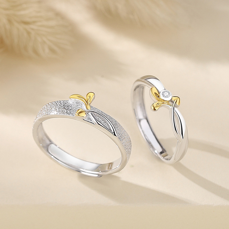 Genuine small design ring, for beloved, 925 sample silver, Korean style