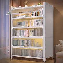 家用书柜落地多层收纳柜防尘置物架铁艺钢制书架可移动收纳储物柜