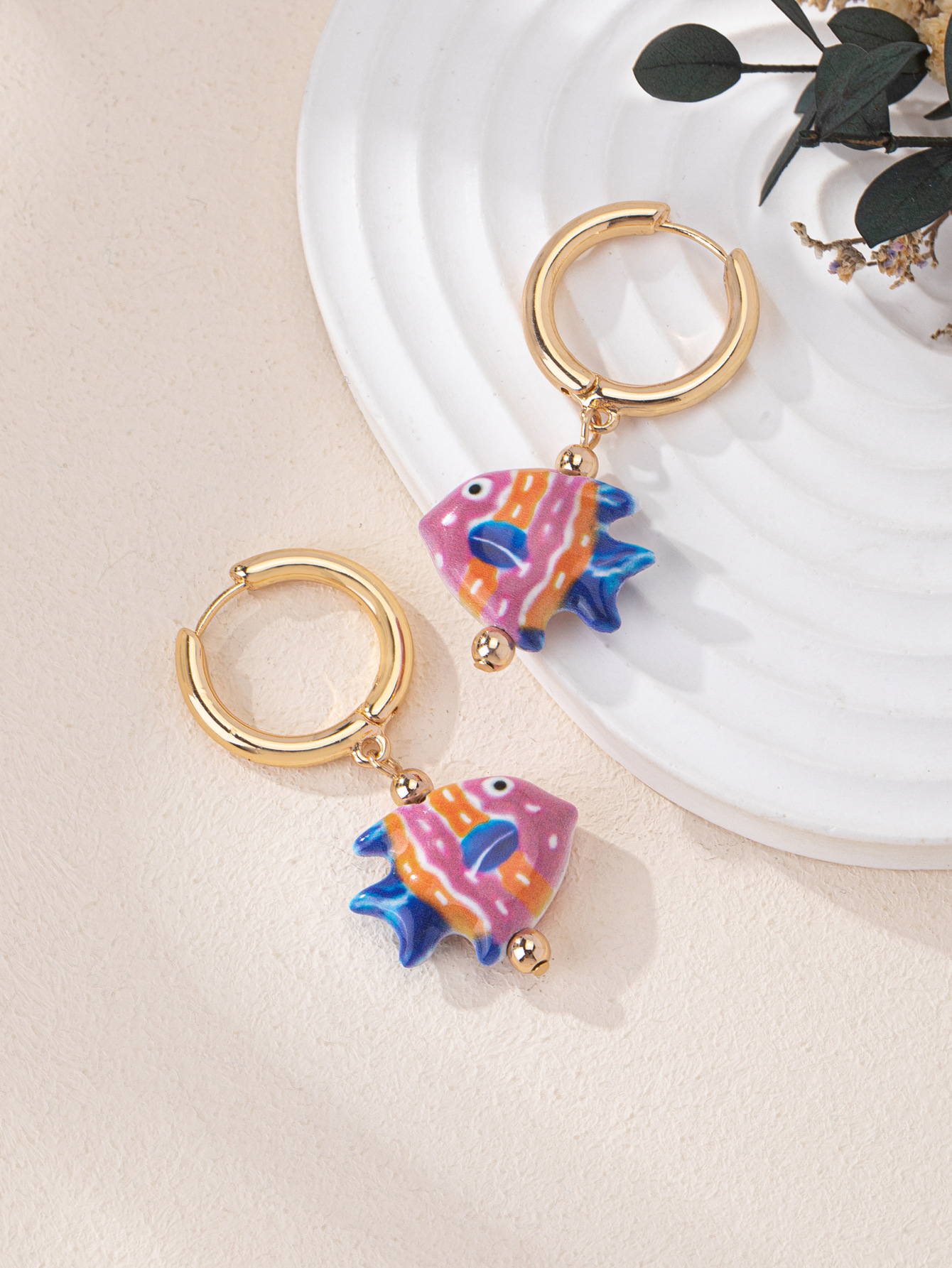 1 Pair Fish Cute Ceramics Drop Earrings display picture 4