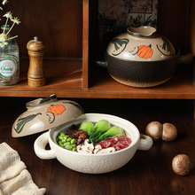 手绘汤碗二合一煮粥砂锅燃气灶专用煲汤用炖汤陶瓷汤锅砂锅煲家用