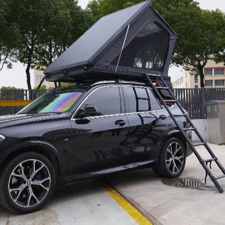 Mountain camping aluminum shell pickup truck roof tent double layer for Jeep outdoor fishing camping car tent