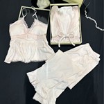 海岛绒睡衣女秋冬新款加厚保暖性感蕾丝花边吊带长袖家居服三件套