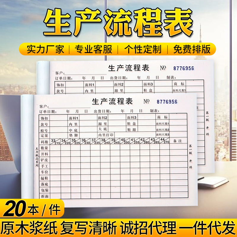 主力纸品主力收据四联工厂流程表32开无碳复写纸仓库单据569