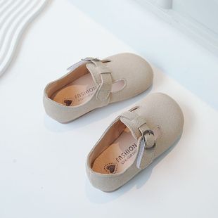 Children's Birkenstock Shoes 2023 Spring & Fall New Girls' Leather Shoes Japanese Style Boys' Shoes Flats Baby Kidsren's Shoes Beanie Shoes