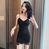 Lace perspective V-neck low cut nightclub outfit sexy dress