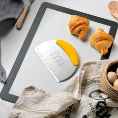 Cross-border Stainless Steel Scraper with Scale, Dough Cutter, Half-Circle Flour Slicer, Thickened Baking Tool—Perfect for Cutting Noodles