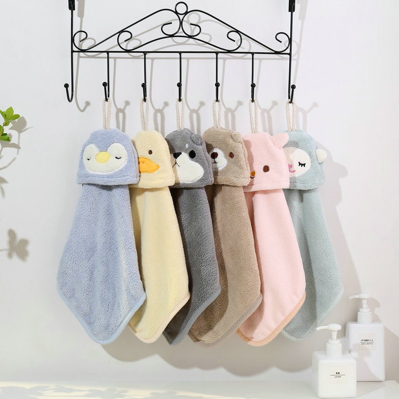 Coral Velvet Hand Towel Printed Kitchen Bathroom Absorbent Cloth Children's Hand Towel Wholesale Absorbent Quick-Drying