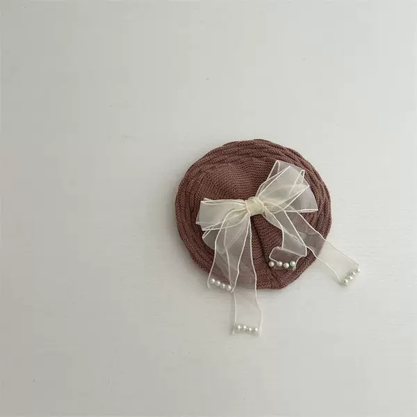 Pearl bow coffee color
