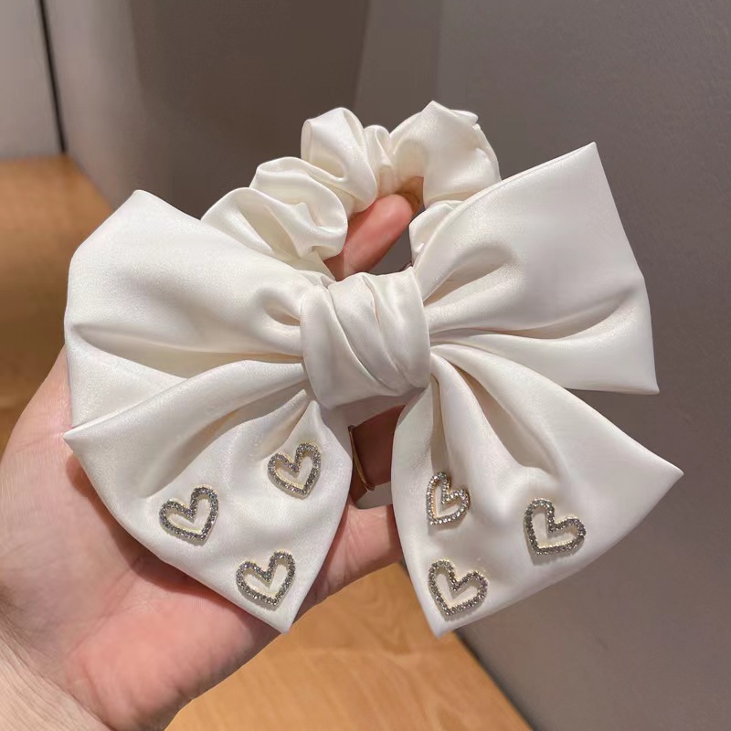 Inlay Design Women's Simple Style Classic Style Bow Knot Cloth Inlay Rhinestones Hair Tie