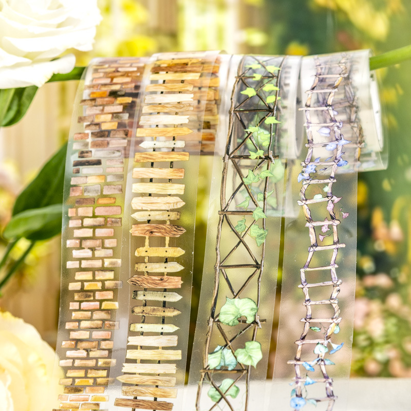 Ketchup Girl's Landscape PET Tape Garden Path Series 6 DIY Transparent Base Hand Account Decorative Stickers
