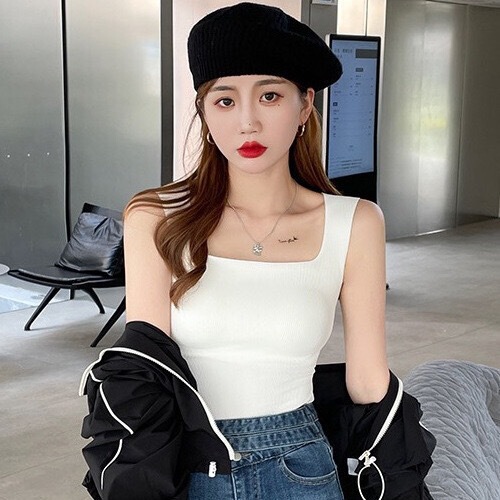 Square Collar Seamless Vest Women's Belt Chest Pad Integrated Dispensing Thread Ice Silk Underwear High School Students Latex Bra