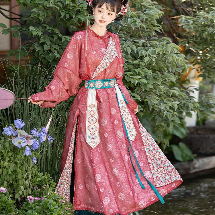 [Broken Silver Two] Оригинальная Тан - тканая круглая воротница костюм вышивка Hanfu фонарные штаны, большой объем печати оригинальной женщины