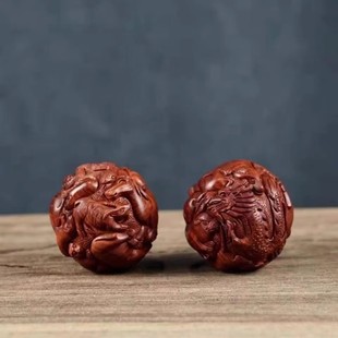 Laos Huanghuali Twelve Zodiac Signs Handball Massage Ball Carving Play Fitness Ball Solid Wood Hand Carving Yiling