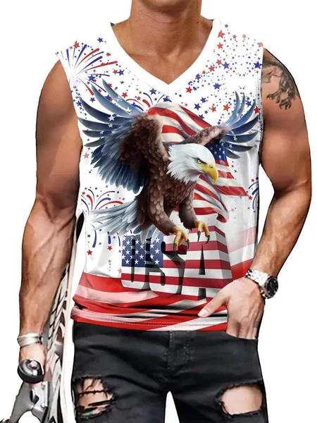 Z 88454 3D Print Wide Shoulder V Neck T-Shirt