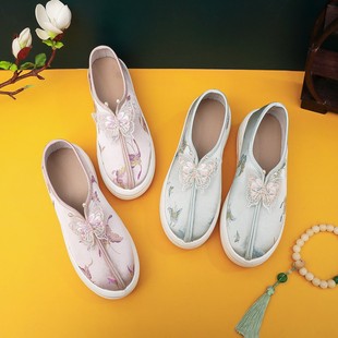 Antique Hanfu Shoes Women's Winter New Thick-soled New Chinese-style Single-layer Shoes with Increased Soft-soled National Style Horse-faced Ancient Dress Shoes