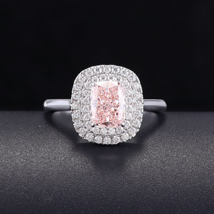 Cultivated Diamond Ring, Pink Diamond, Colored Diamond, 18K Gold Wedding Ring, Proposal Ring, High-End Sense with Shanghai Igi Jewelry Certificate