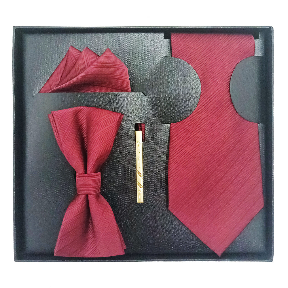 Directo de fábrica desgaste formal hombres corbata cuadrada bufanda caja regalo moda boda cena novio pajarita traje