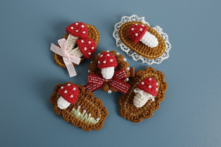 10g Weight Hair Clip Hair Accessories Type 1 Piece Quantity Casual, Daily Occasion yarn Material Mushroom Pattern All Seasons Season Women's Gender Cute, Sweet Style Cute Sweet Women's Mushroom Yarn Hair Clip 3