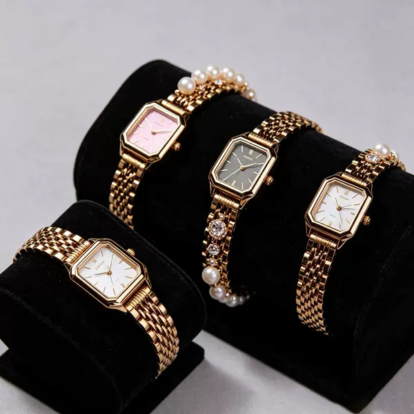 Cross-border new luxury steel-band women's watch, a popular and trendy square quartz wristwatch for students, wholesale