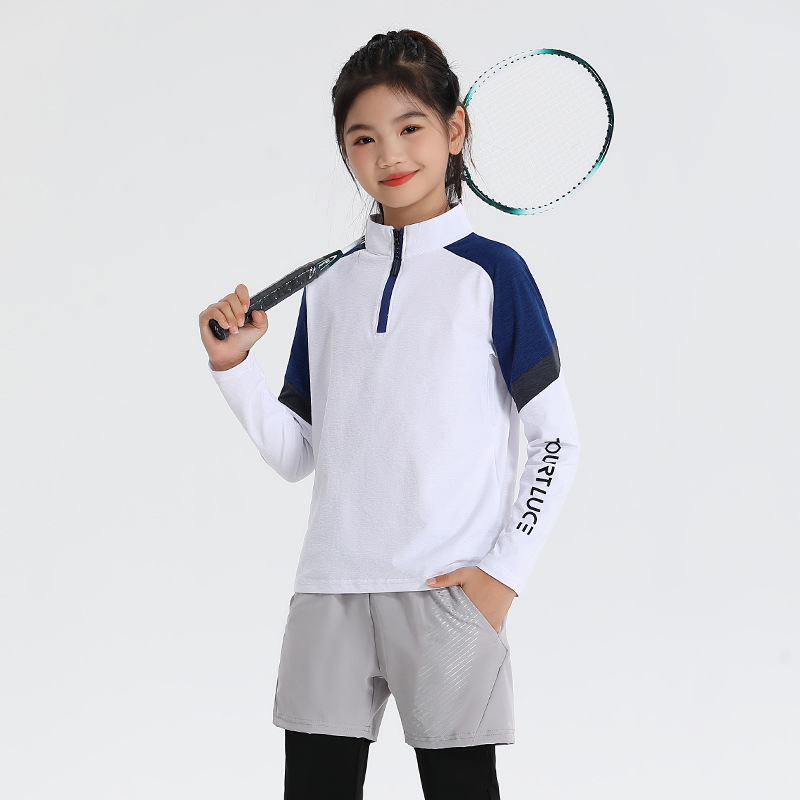 Lulu Otoño e Invierno hombres y mujeres de cuello alto media cremallera manga larga ropa de secado rápido correr fitness ropa de tenis para Niños Grupo impresión