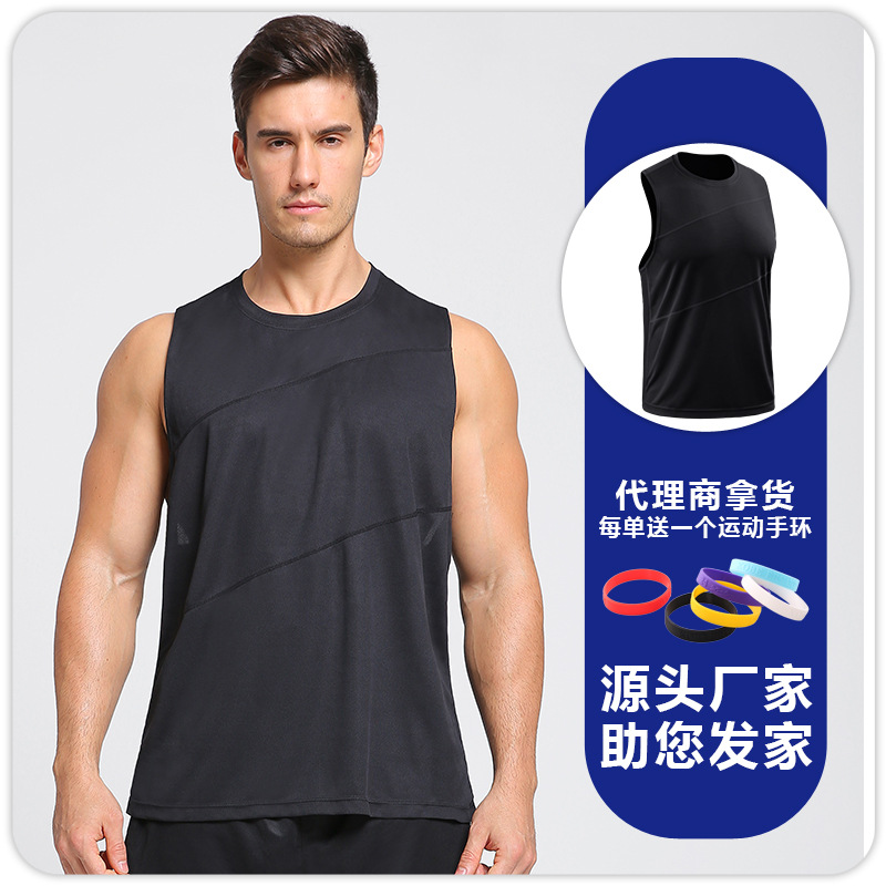 Maratón de verano chaleco deportivo de secado rápido chaleco sin mangas de los hombres corriendo entrenamiento de baloncesto Chaleco de fitness Suelto image 10